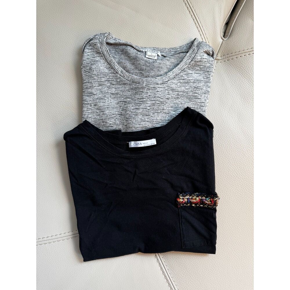 Zara & J Crew Black and Gray Set of 2 Women's T Shirts Size Small/Medium
